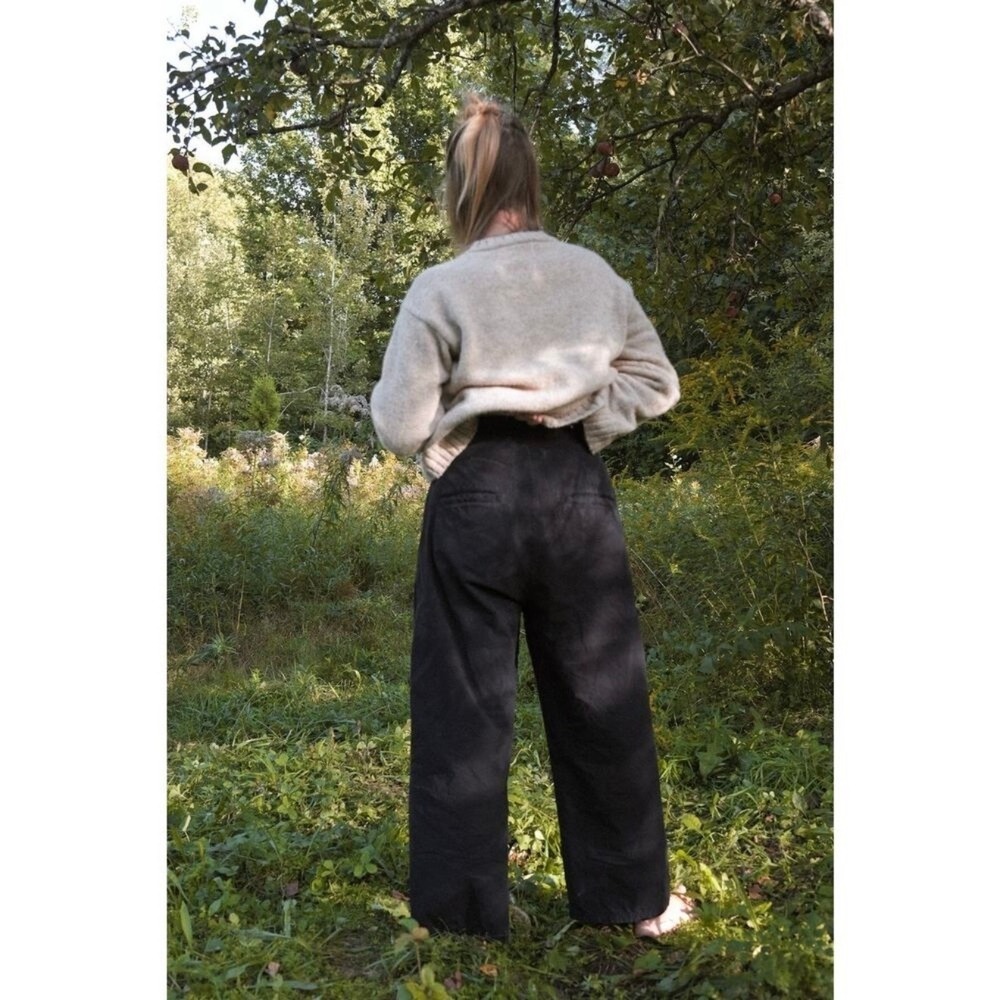 RUDY JUDE Pleated Trousers Pants Womens Black Indigo Size 2 High Rise Wide Leg - Picture 2 of 16